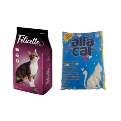 Felicette 3kg Alimento Premium y 6kg de Alfa Cat Arena Sanitaria para Gato